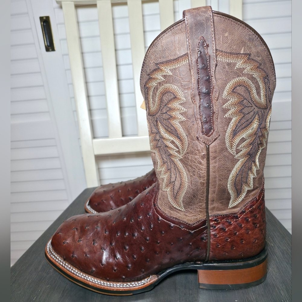 Dan Post Alamosa Exotic Ostrich Cowboy Certified Boots DP3875 Men's Size 10 EW